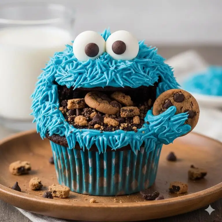 Cookie Monster from Sesame Street Cupcake
