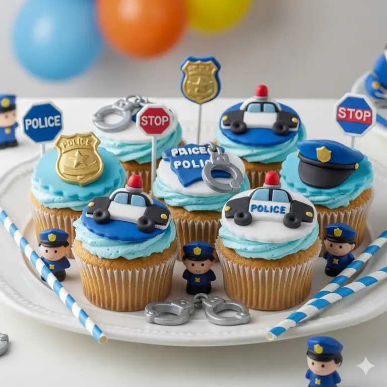 קאפקייקס בעיצוב משטרה לילדים שאוהבים שוטרים